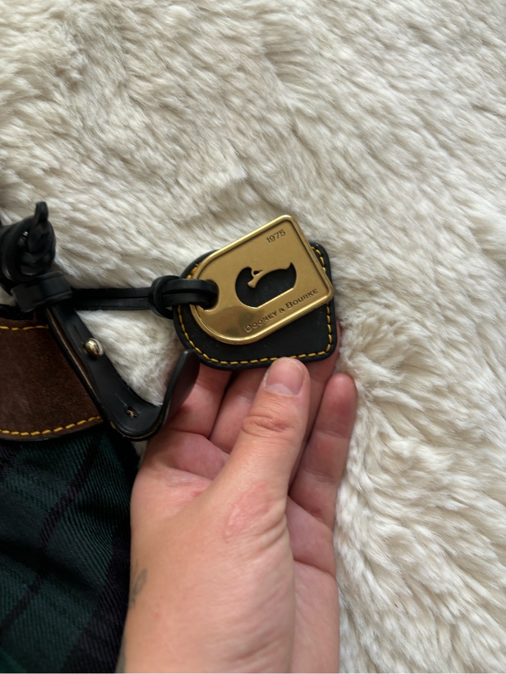VTG Dooney & Bourke Wool Green and Blue Tartan Plaid Hobo Shoulder Bag - Picture 3 of 12